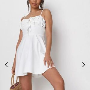 Missguided White Cami Tie Front Skater Dress